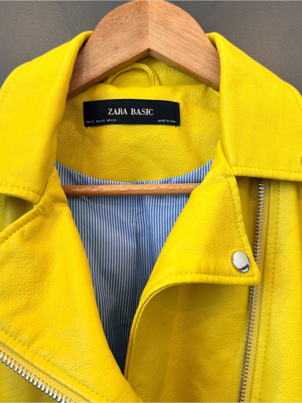 Zara Bright Yellow Leather Moto Jacket